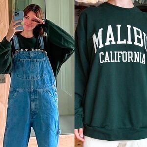 Brandy Melville Green Malibu Sweatshirt Crewneck